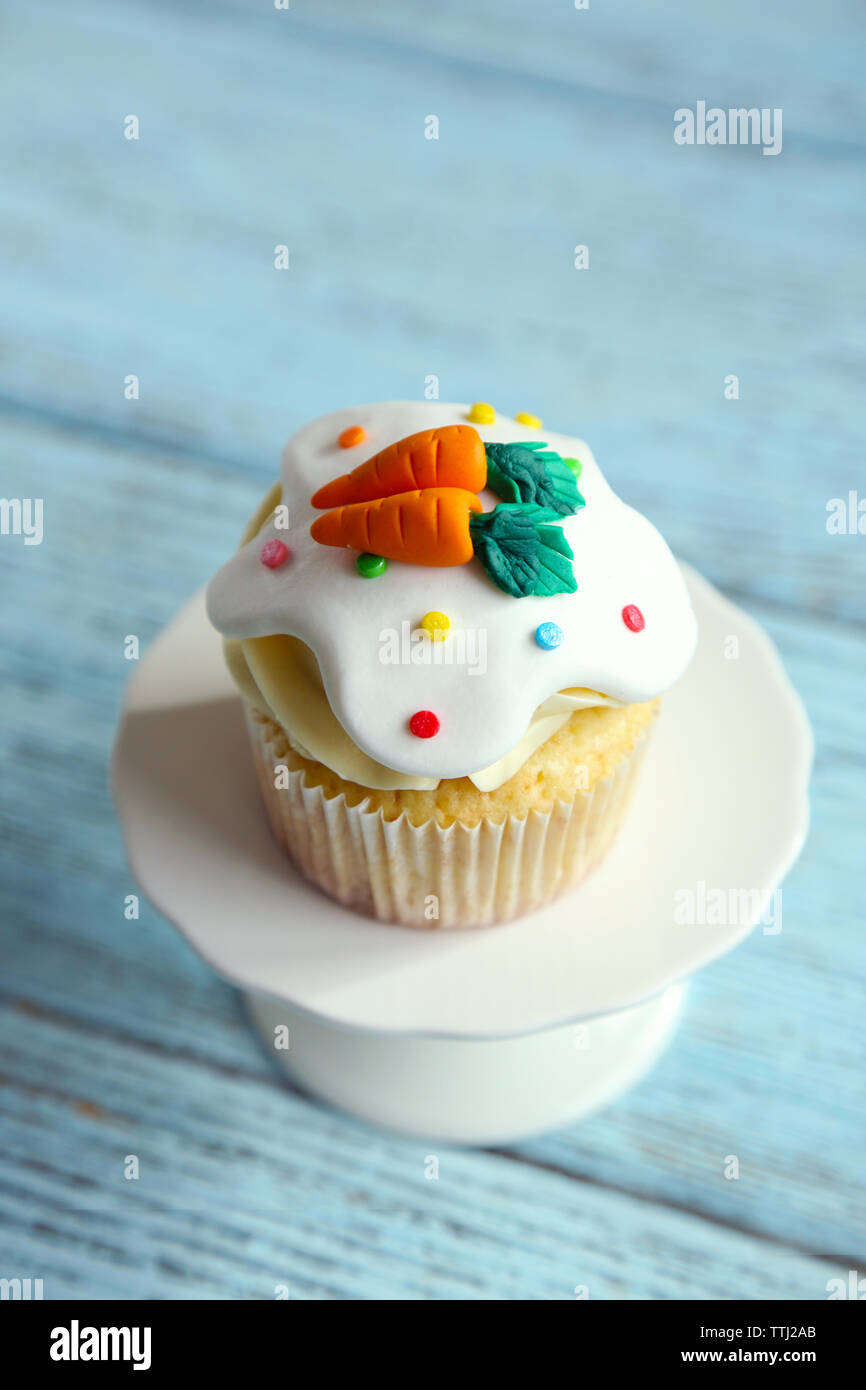 Easter cupcake on a cake stand, closeup Stock Photo