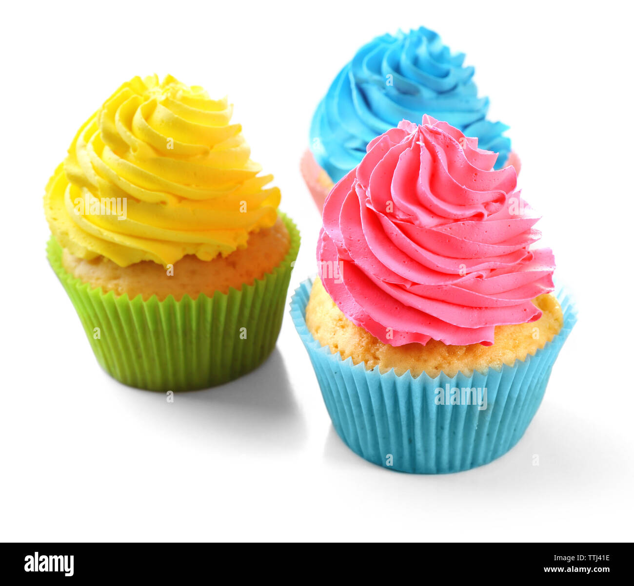 Birthday cupcakes isolated on white Stock Photo