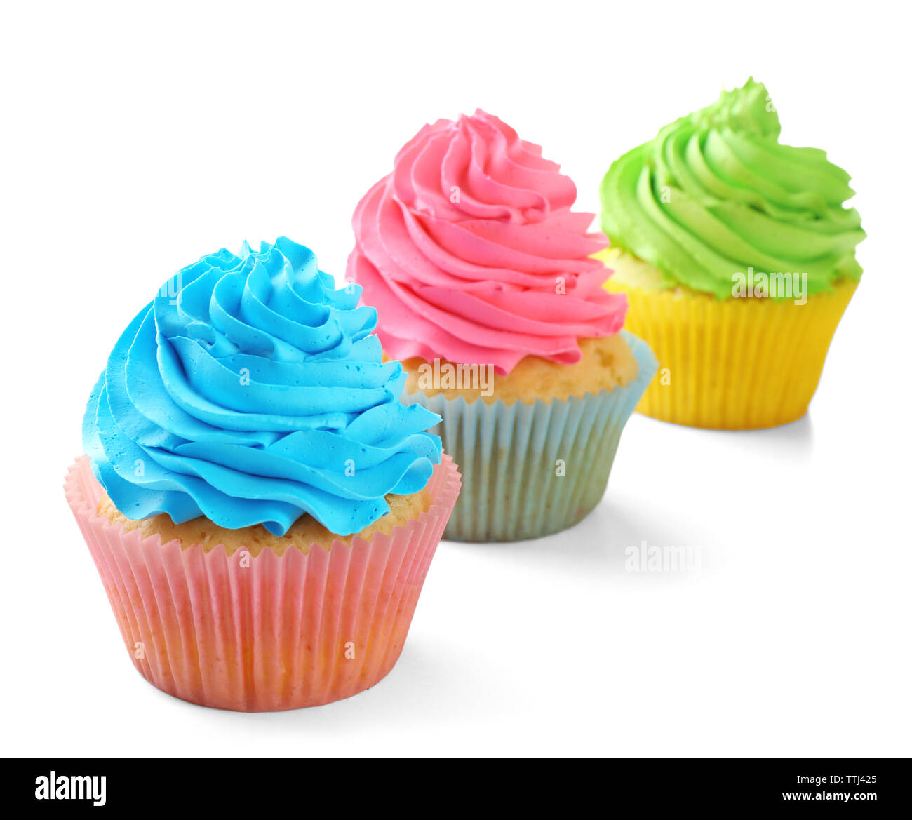Birthday cupcakes isolated on white Stock Photo