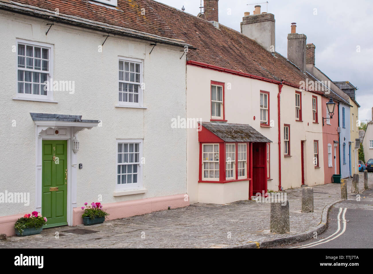 Historic Cottages In Wareham Dorset England Uk Stock Photo