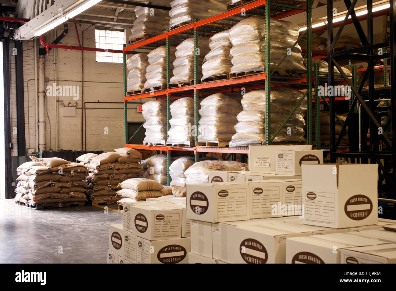 Coffee bean storage warehouse Stock Photo Alamy