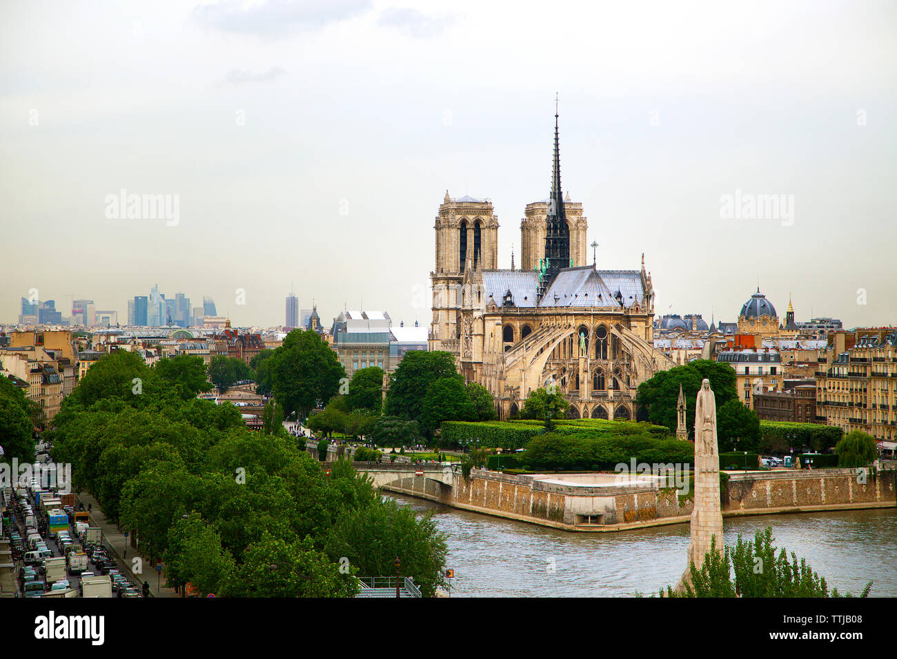 Notre Dame de Paris against sky Stock Photo