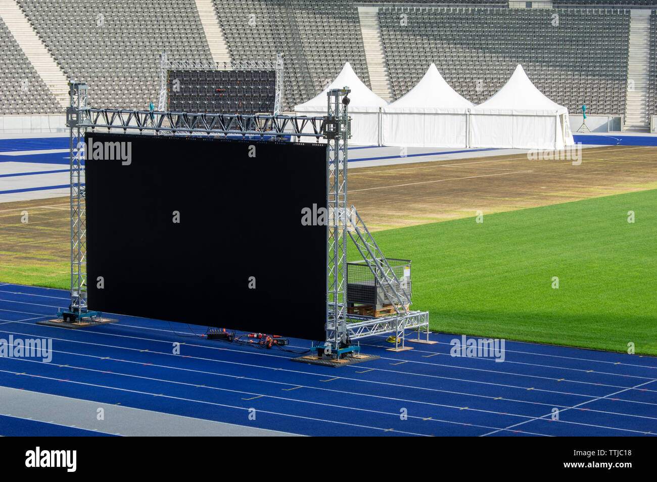 lcd video walls set up in a stadium Stock Photo
