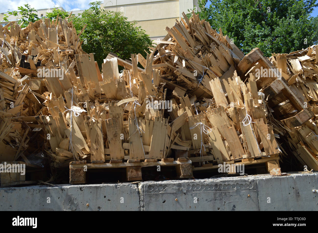 Fire Wood on the containers box for the Free Fire Stock Photo