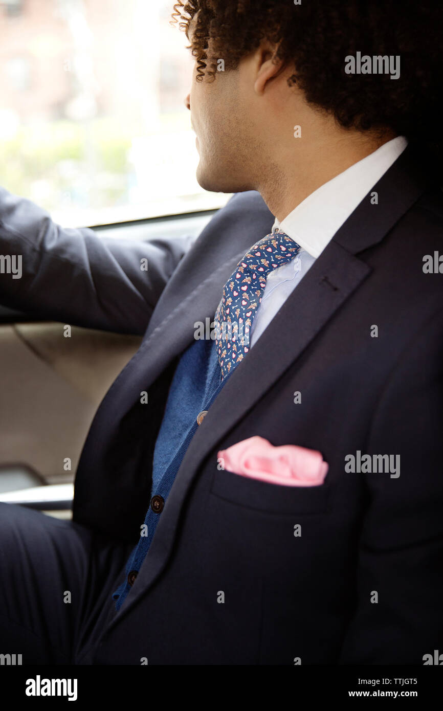 Cropped image of man sitting in car Stock Photo