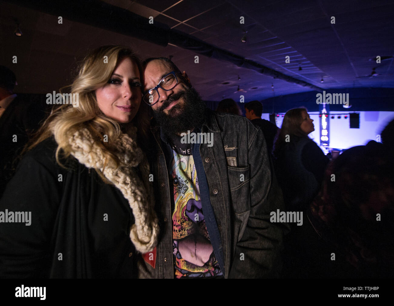 UNITED STATES - November 21, 2015 : (L to R); Victoria Stiles of Leesburg poses for aphoto with Joe Keyes with George Clinton & Parliament Funkadelic. Stock Photo