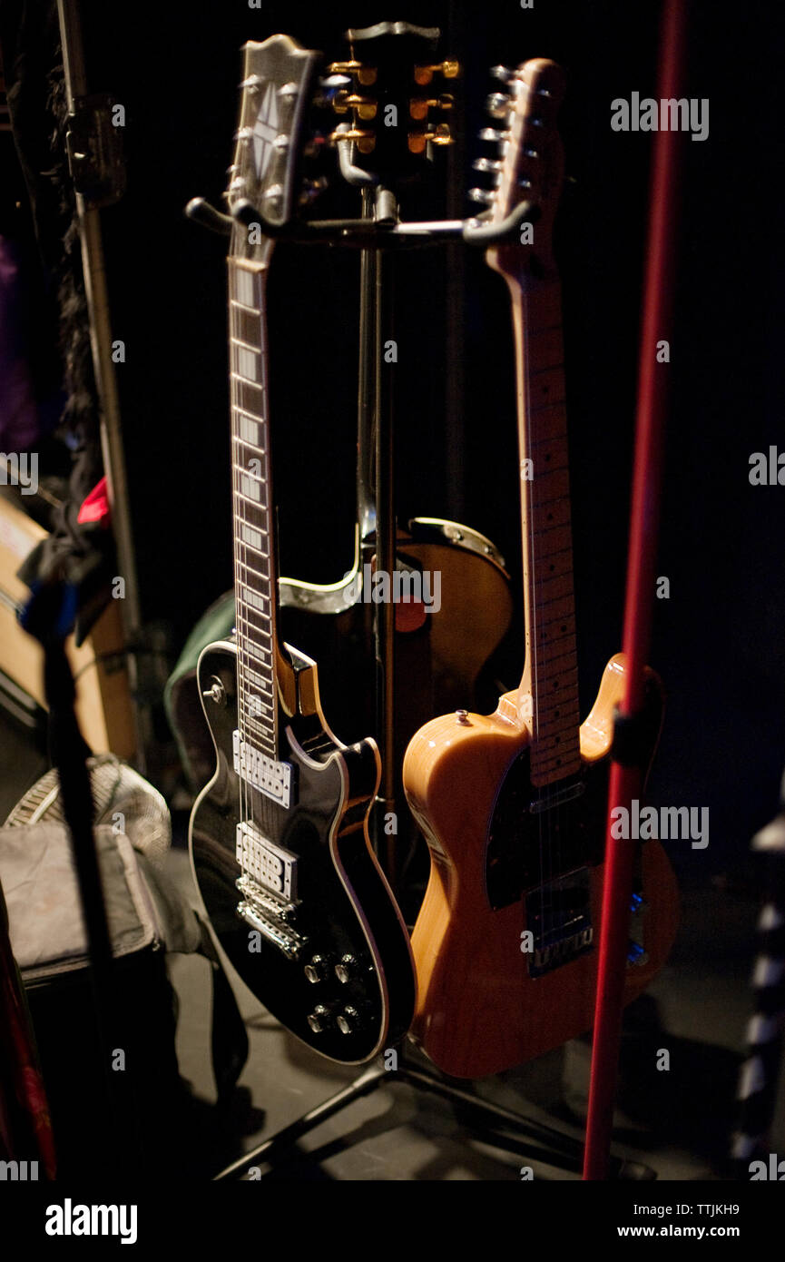 Close-up of electric guitars Stock Photo