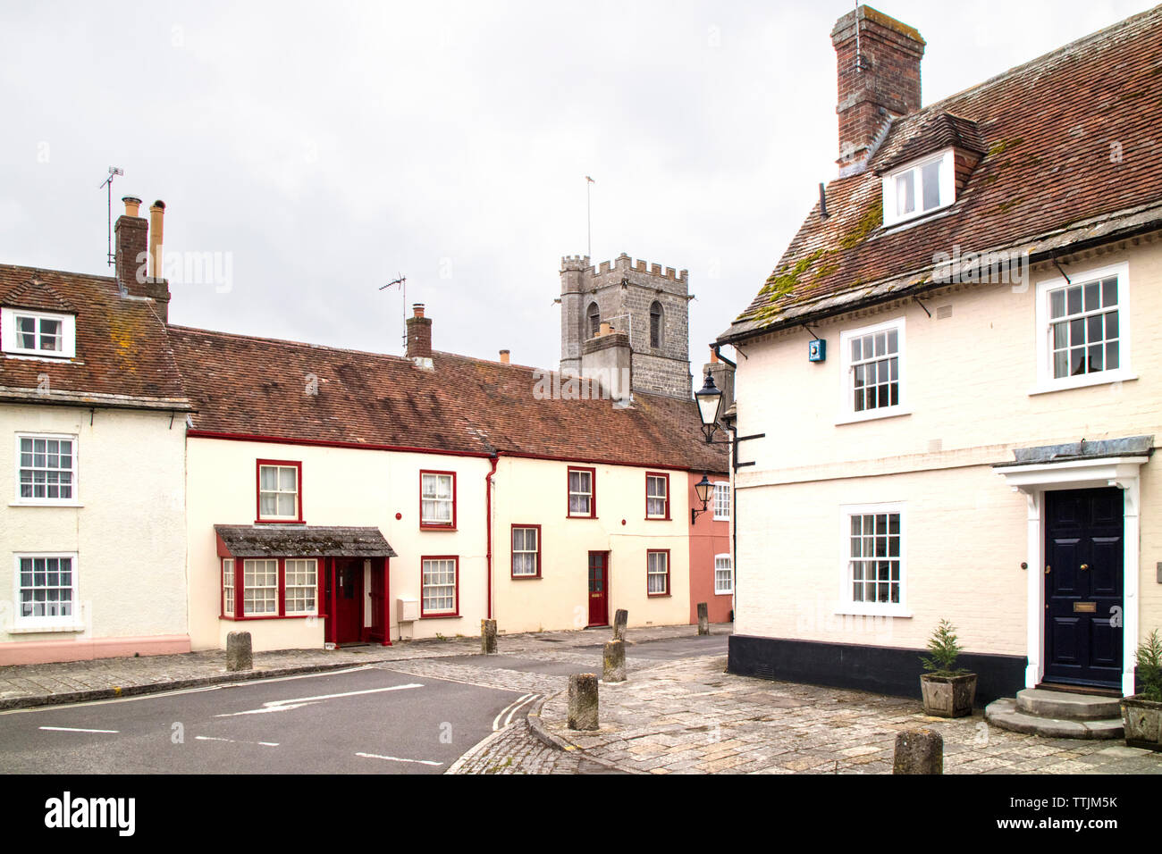 Historic Cottages In Wareham Dorset England Uk Stock Photo