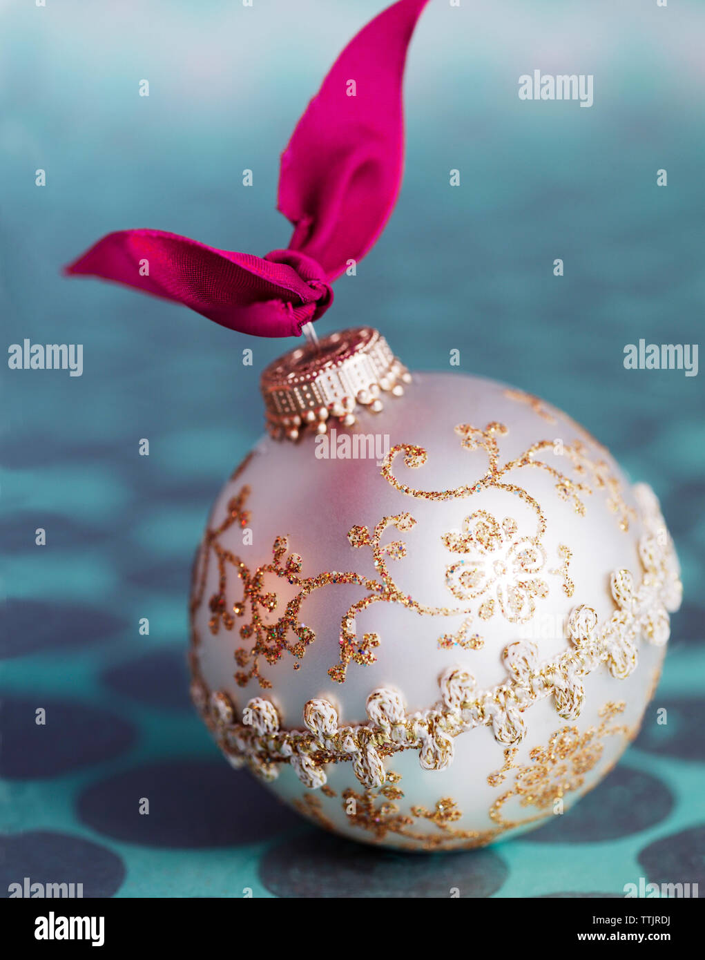 Christmas Ornament on table Stock Photo