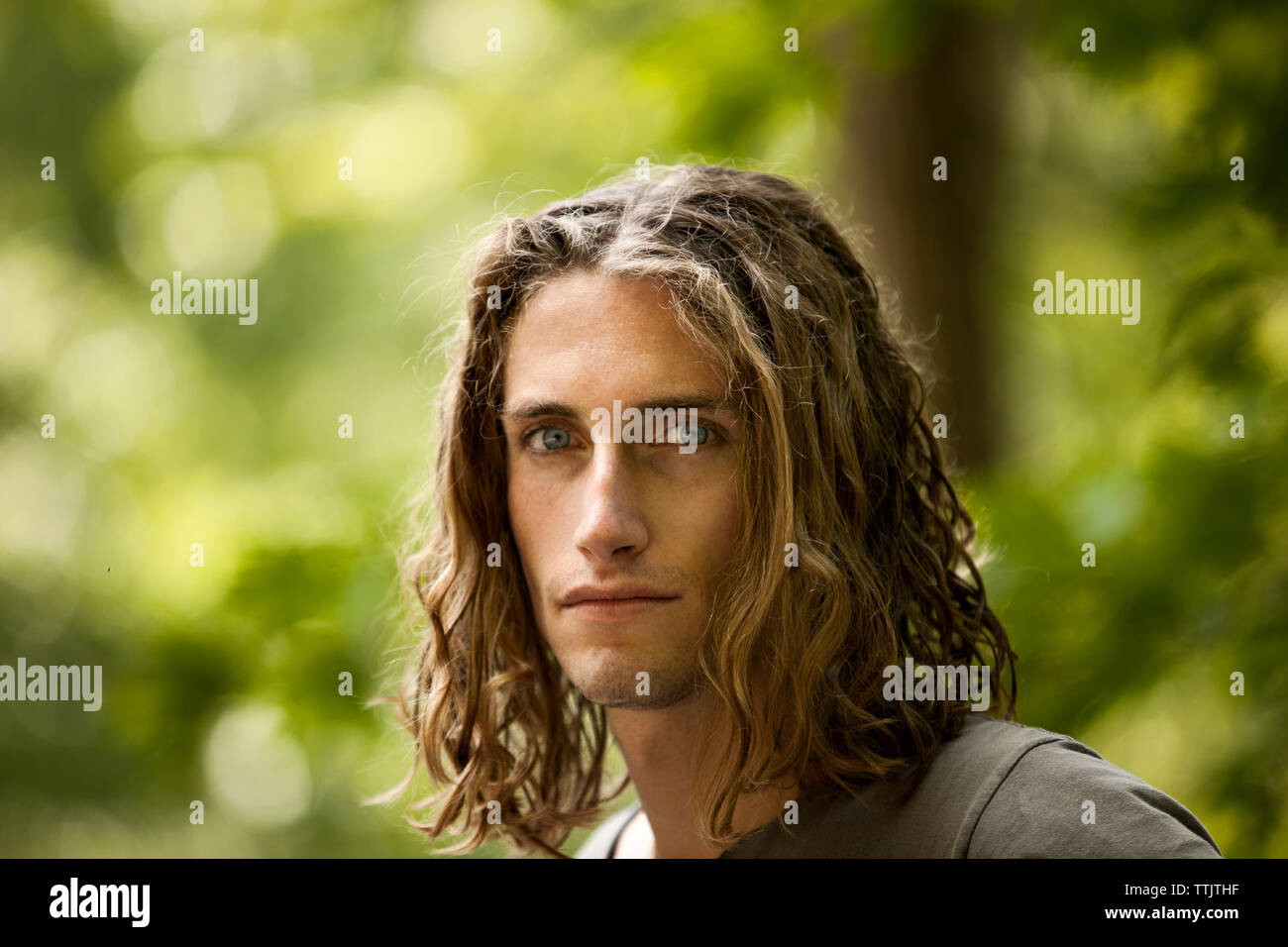Man in forest trees hi-res stock photography and images - Alamy