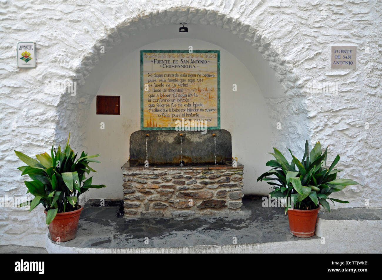 The drinking fountain in the mountain village of Pampaneira in the