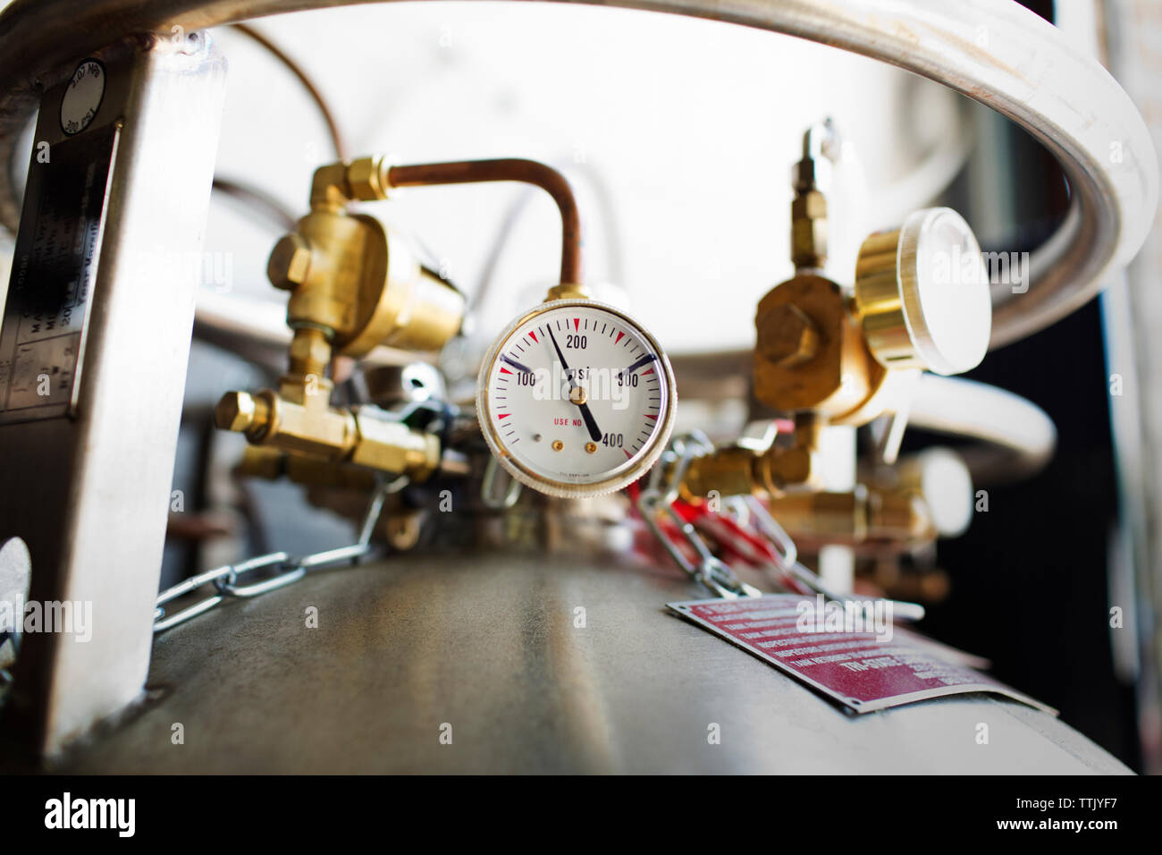 Close-up of pressure gauge at brewery Stock Photo - Alamy