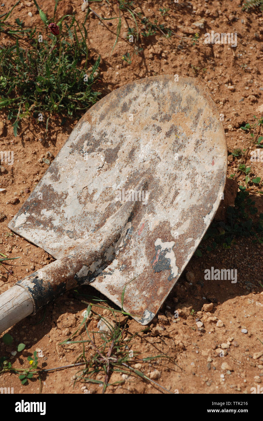 Spata Village, Attika, Greece / Life in the farm: An old shovel Stock Photo