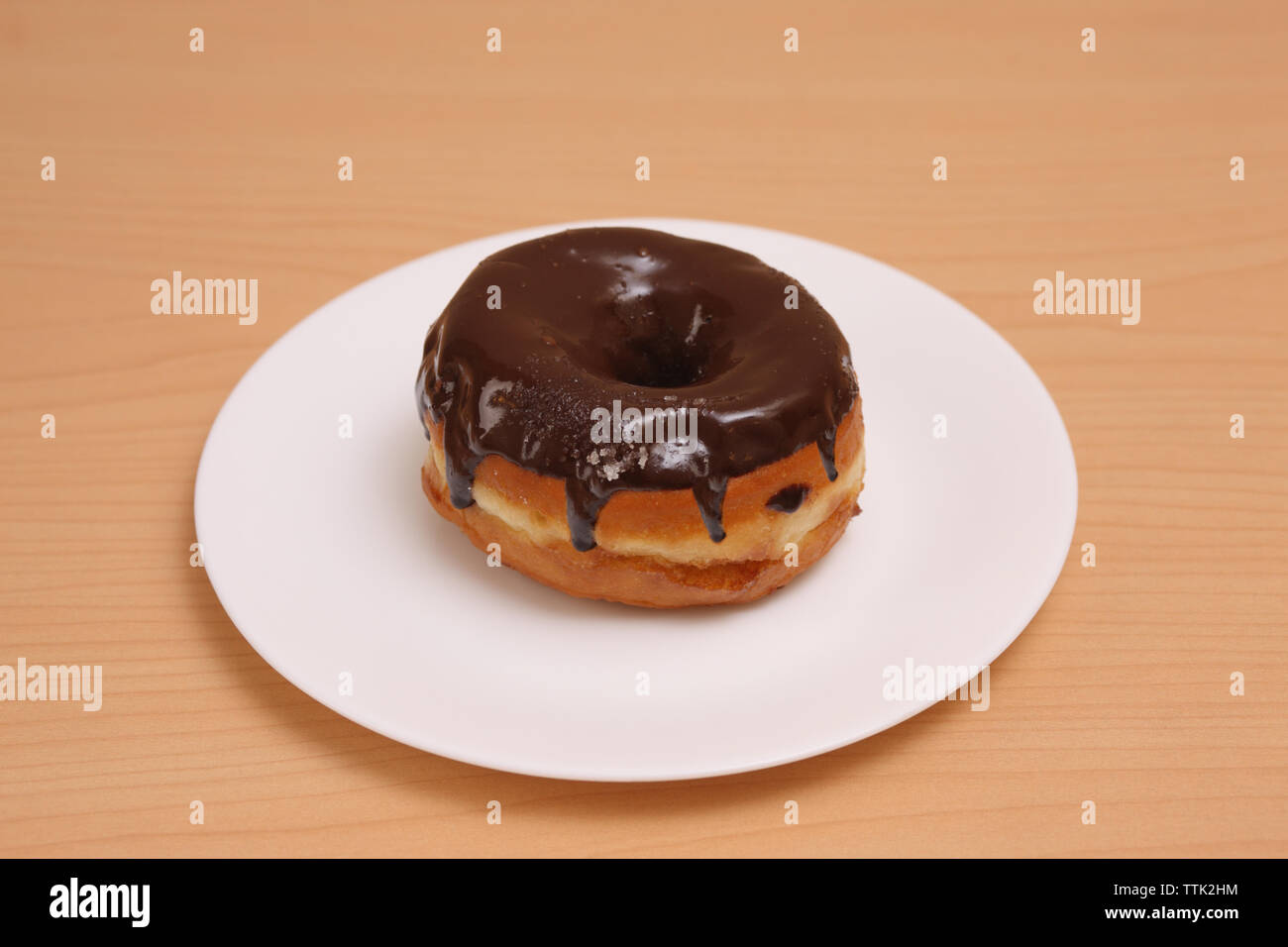 chocolate donut in a plate Stock Photo