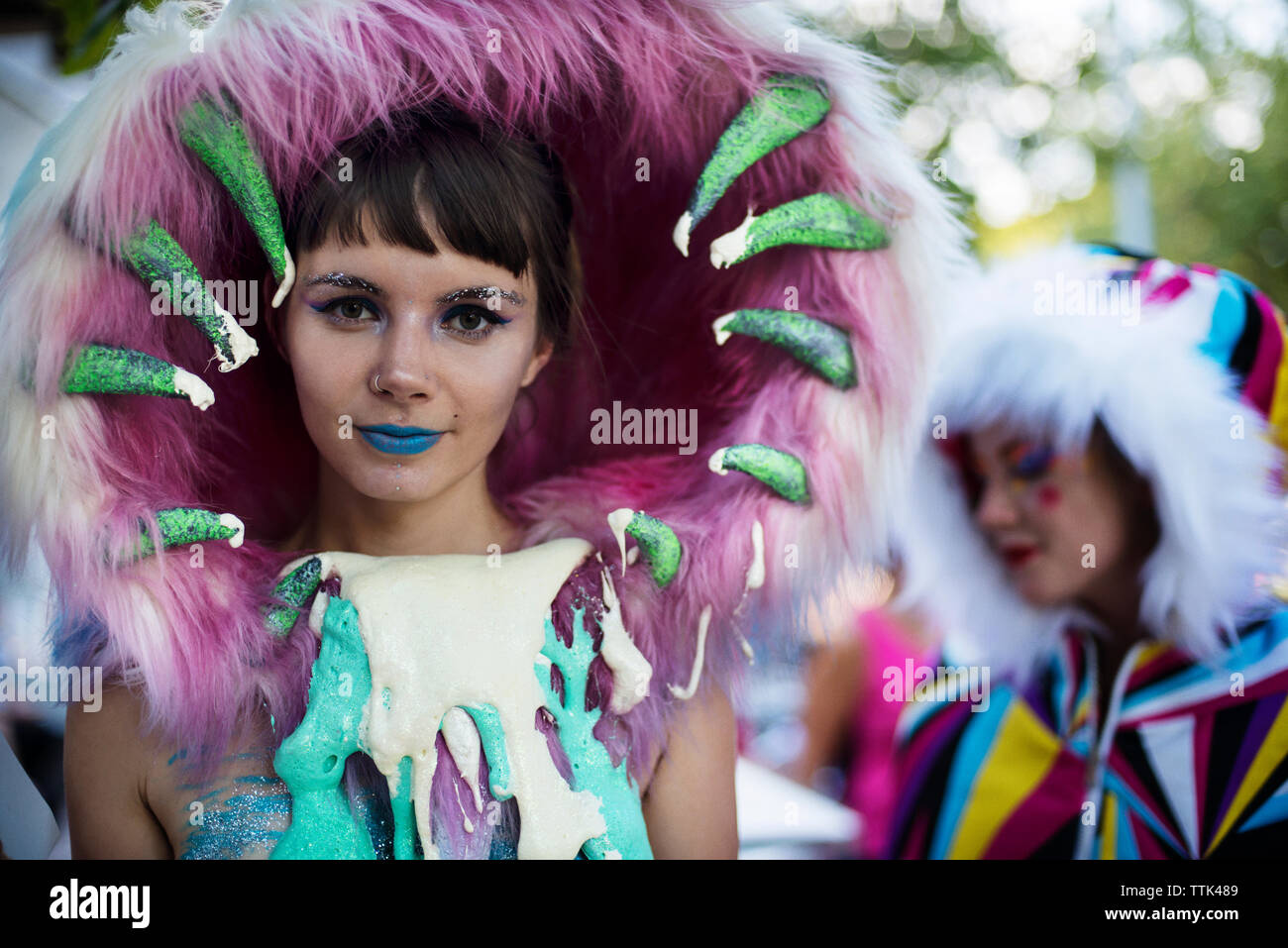 Portrait of woman wearing costume during traditional event Stock Photo