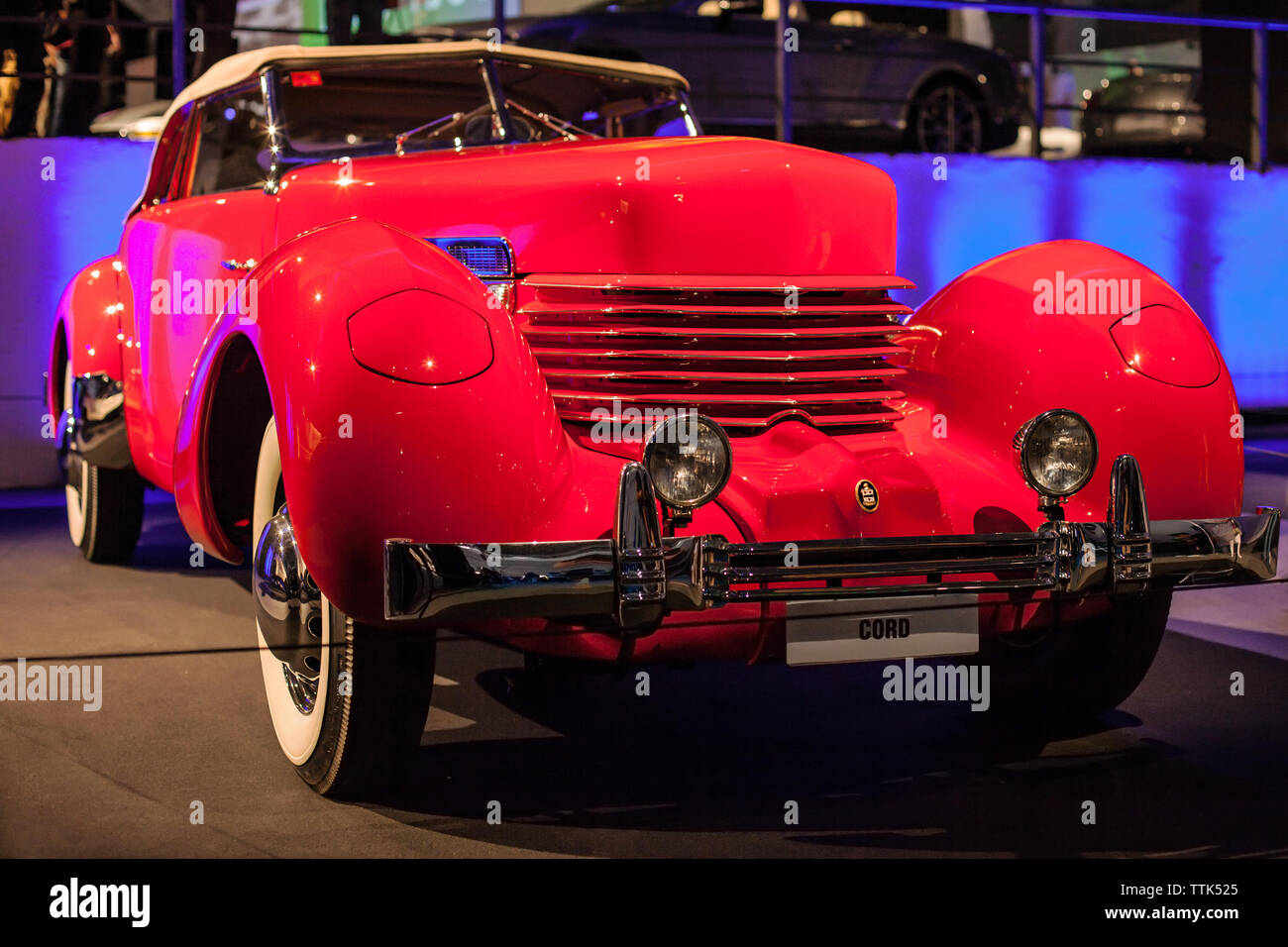Barcelona, Spain - May 19, 2019: 1937 Cord 812 exhibited at Automobile Barcelona 2019. Stock Photo