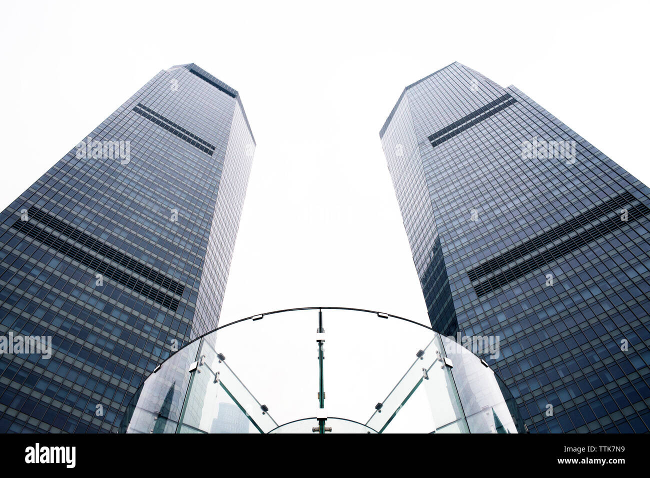 Low angle view of Shanghai International Finance Centre against clear sky Stock Photo