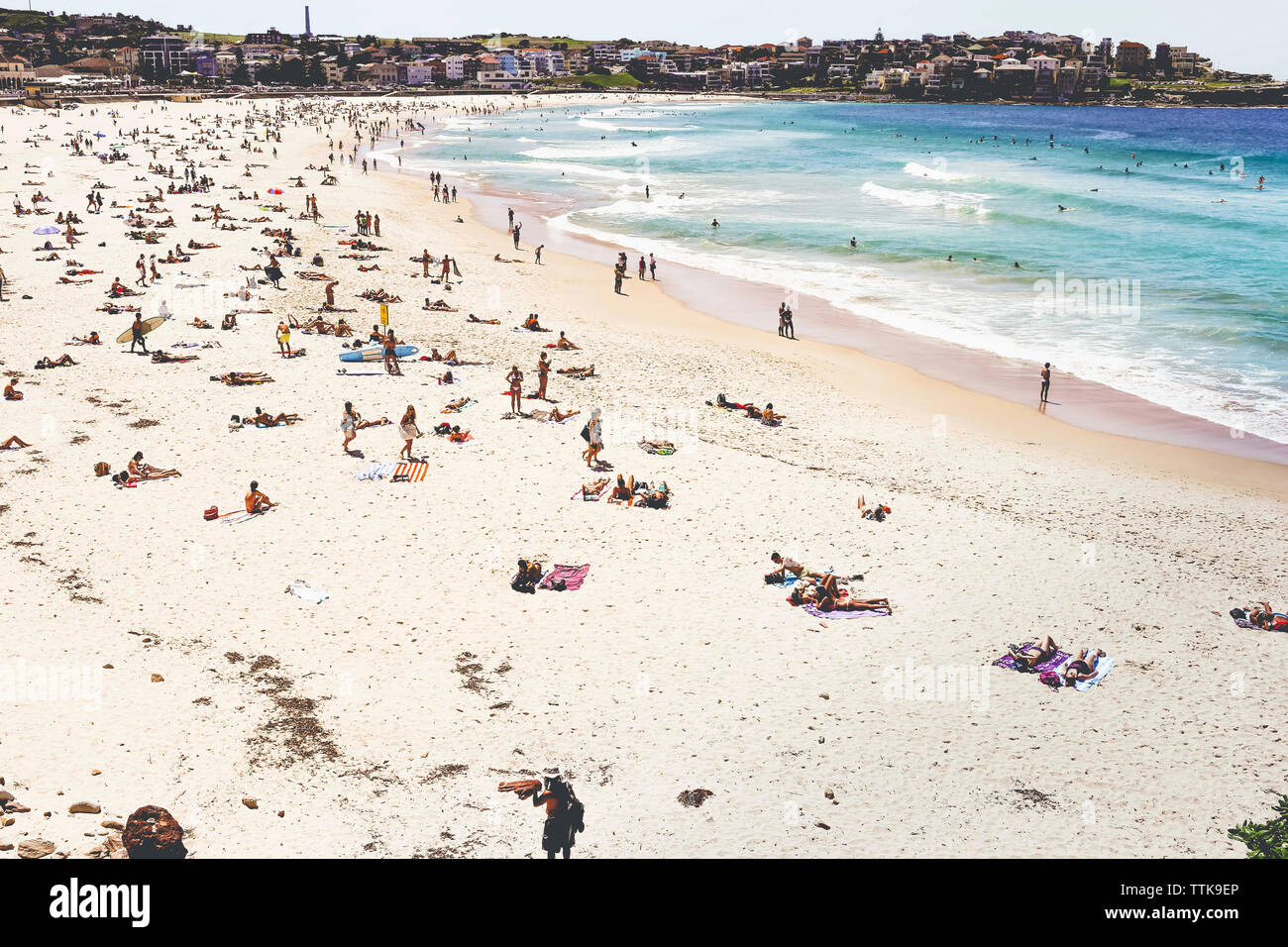 High angle view of people at Bondi Beach Stock Photo - Alamy