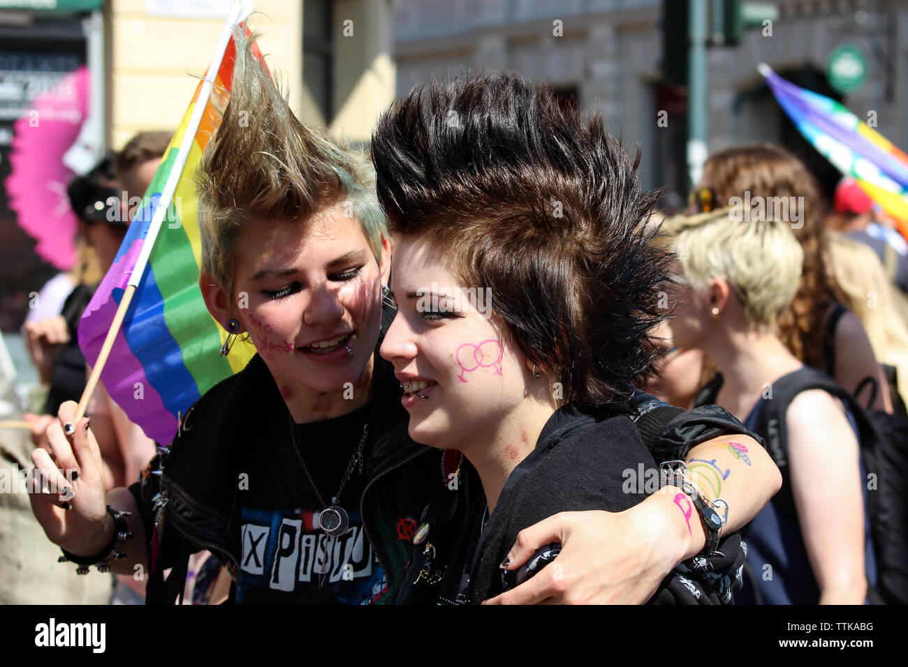 Punk girls at Helsinki Pride parade 2016 in Helsinki, Finland Stock Photo