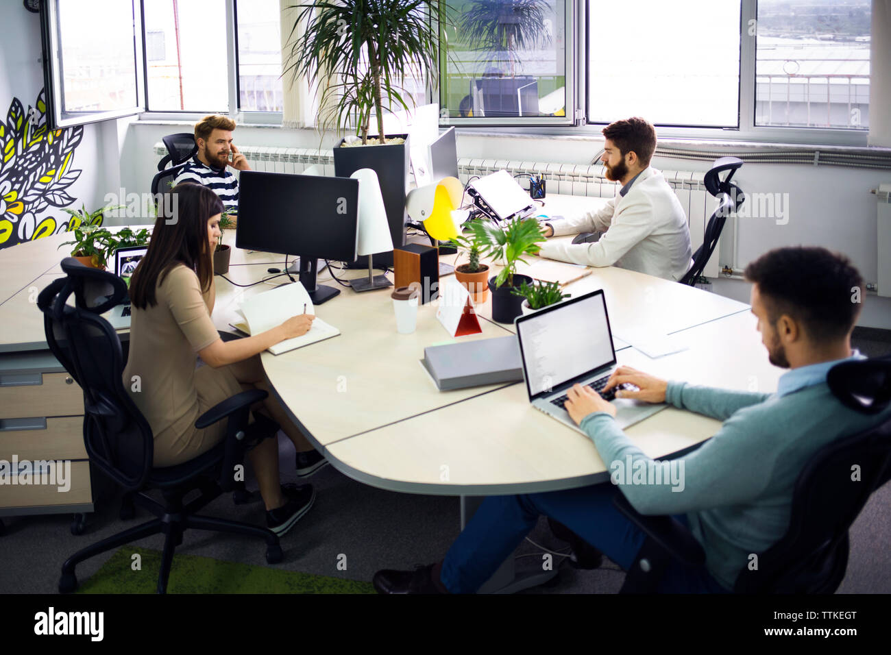 business people working in creative office Stock Photo