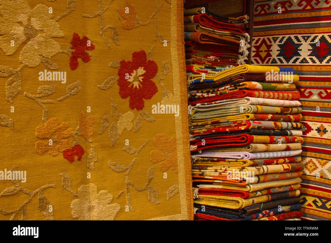 Rug at a market stall, Dilli Haat, New Delhi, India Stock Photo Alamy