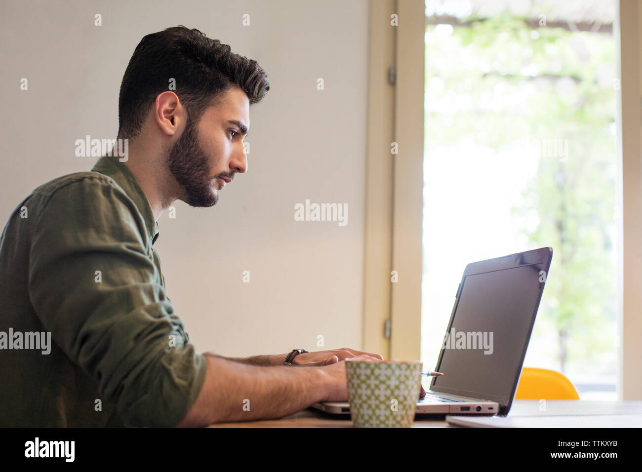 Handsome man laptop using hi-res stock photography and images - Alamy