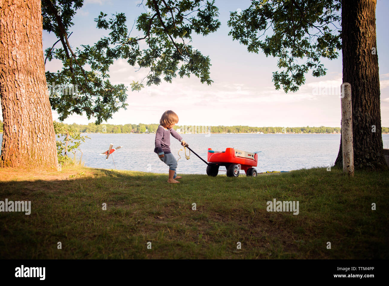 Boy pulling wagon hi-res stock photography and images - Alamy
