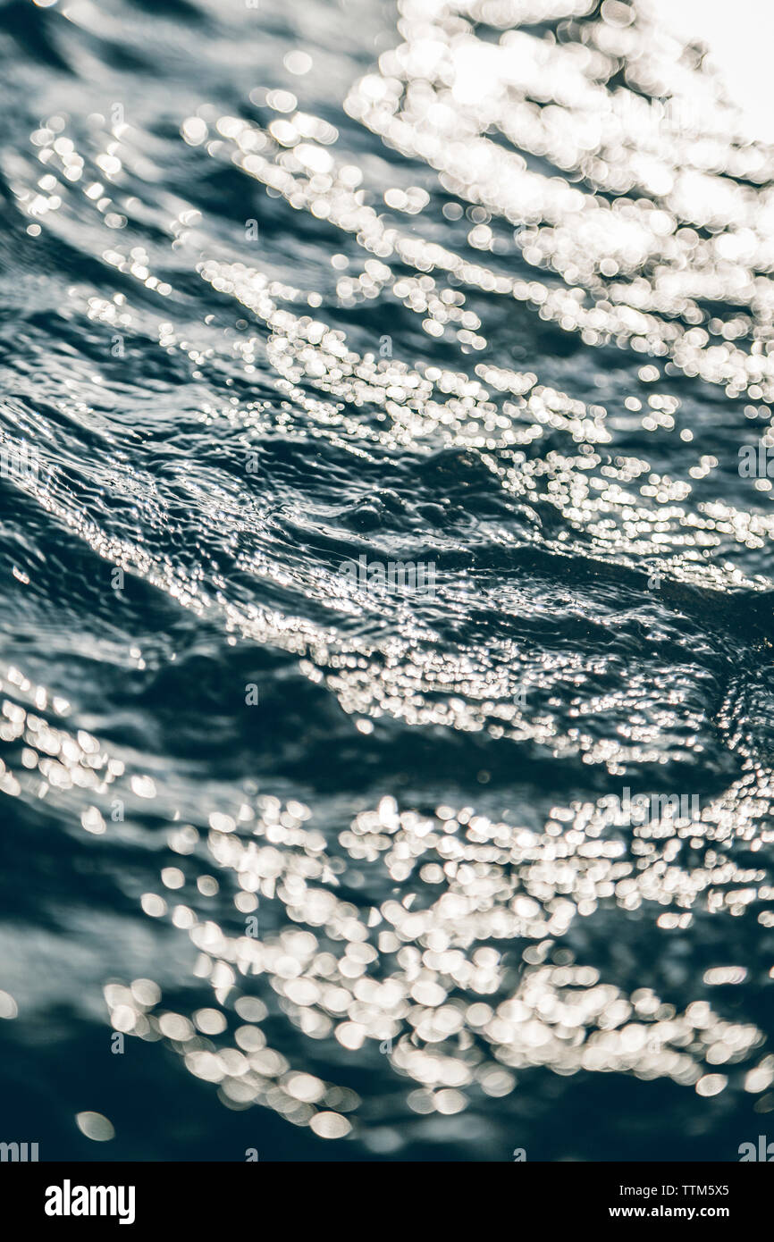 Sunlight reflecting sea waves Stock Photo