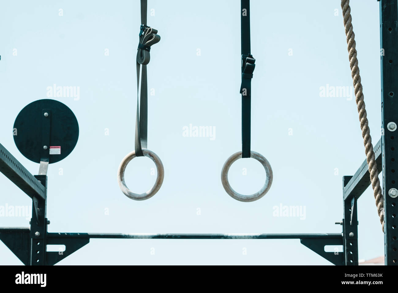 Close-up of gymnastic rings against clear sky Stock Photo