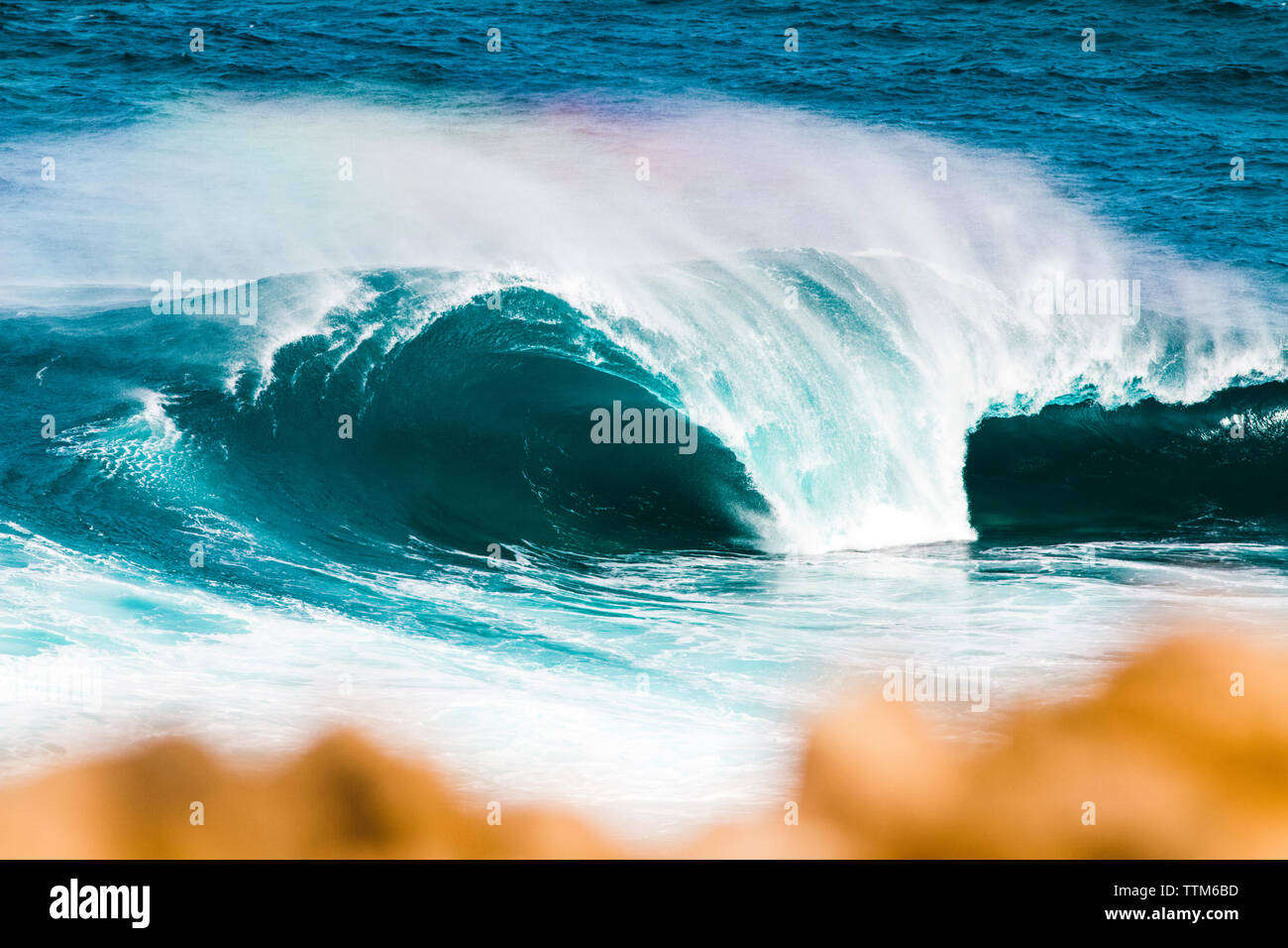 Scenic view of waves splashing at Canary Islands beach Stock Photo