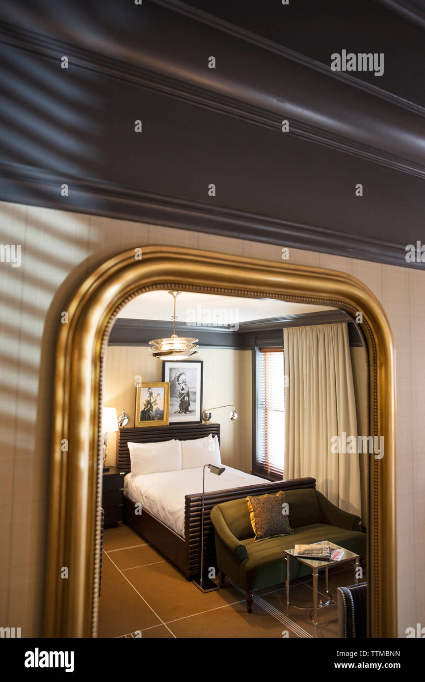 USA, Colorado, Aspen, room shot at the Jerome hotel, downtown Aspen Stock Photo