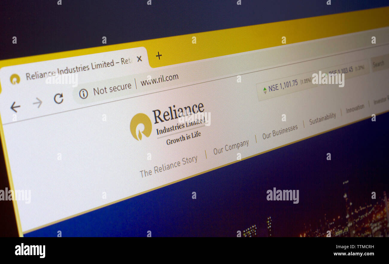 reliance industries website Stock Photo