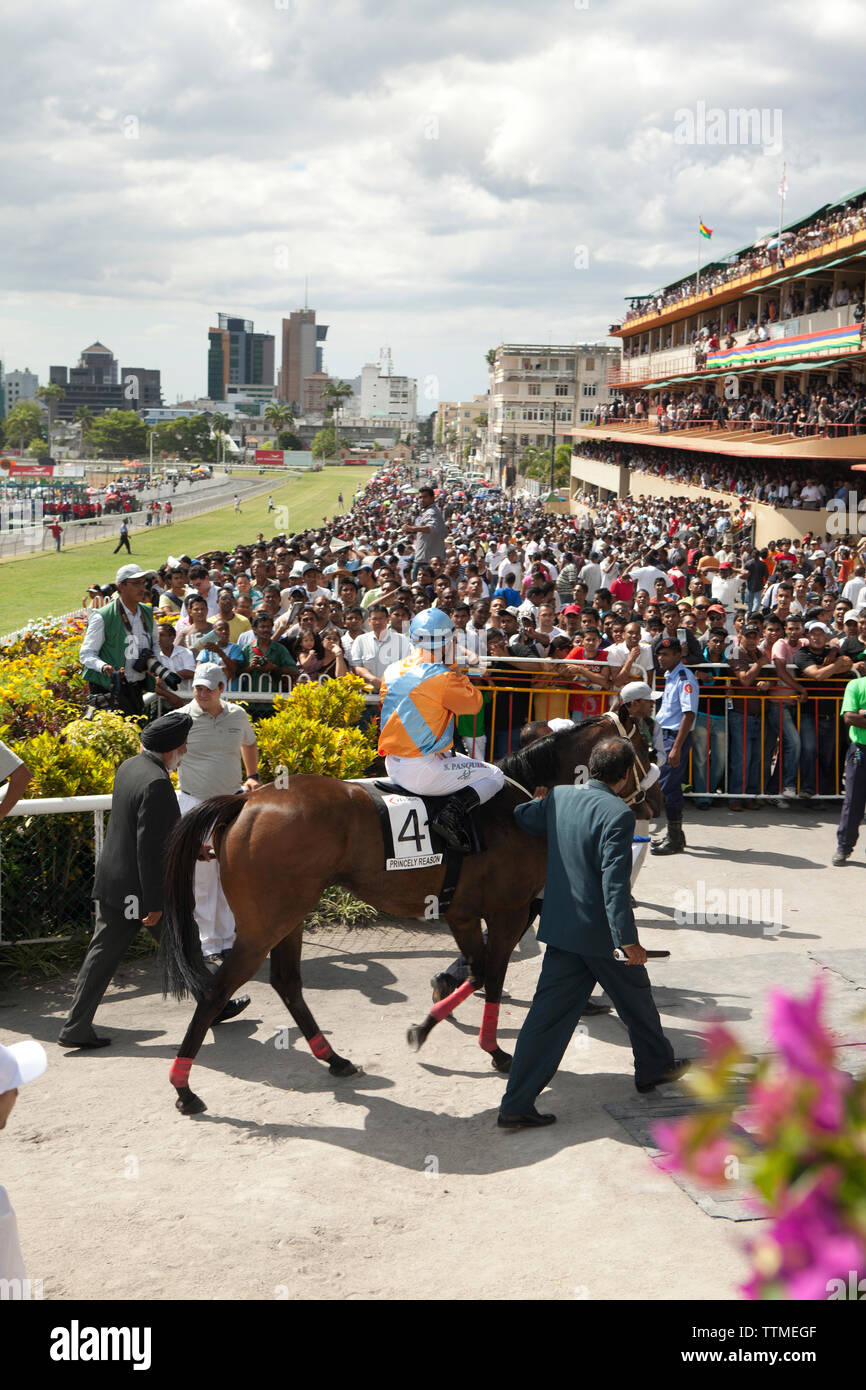 MAURITIUS; Port Louis; an international horse race draws thousands at Champ de Mars Race Cource; International Jockey Day Stock Photo