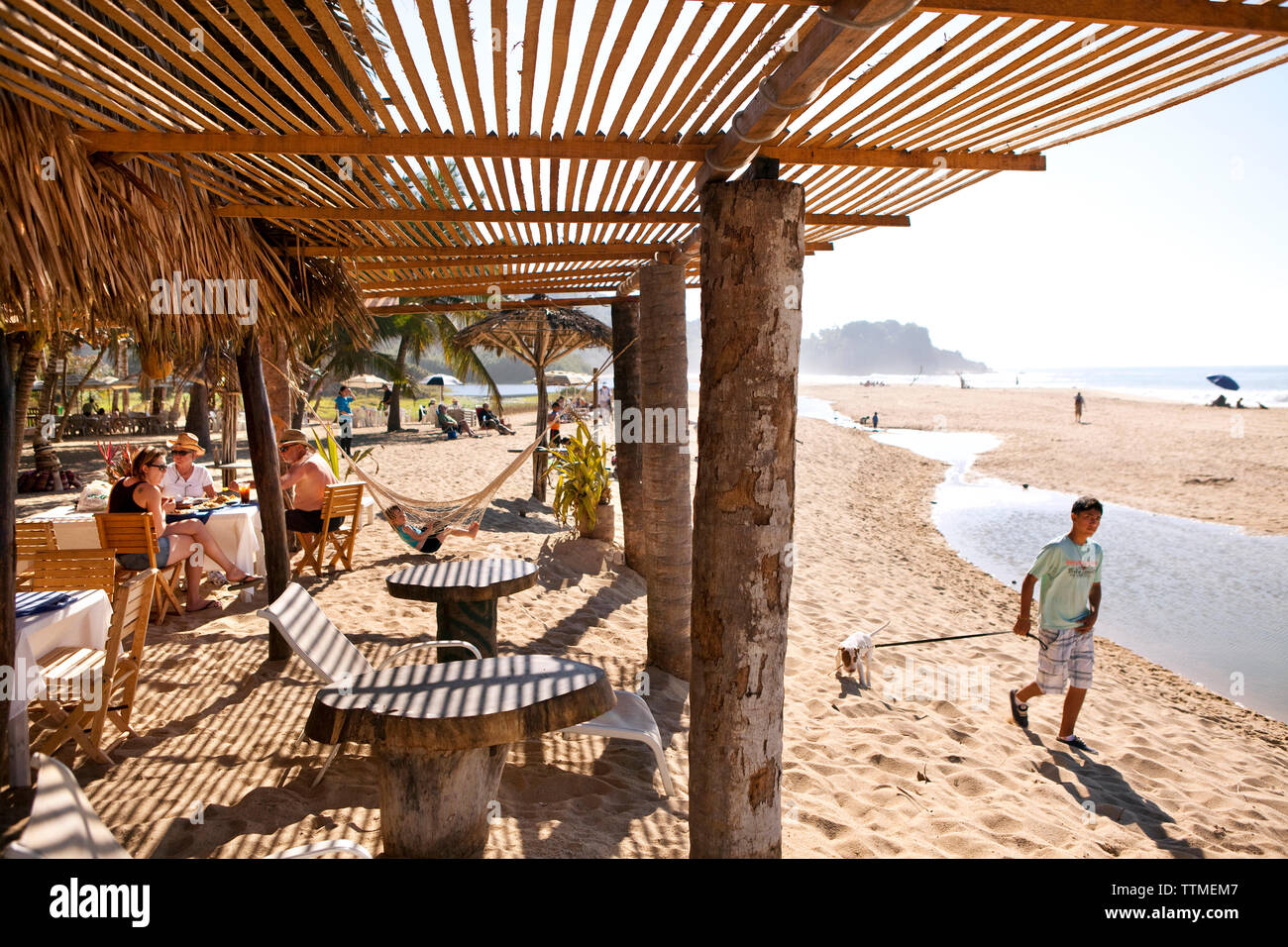 MEXICO, San Pancho, San Francisco, a covered cabana area on San Pancho ...