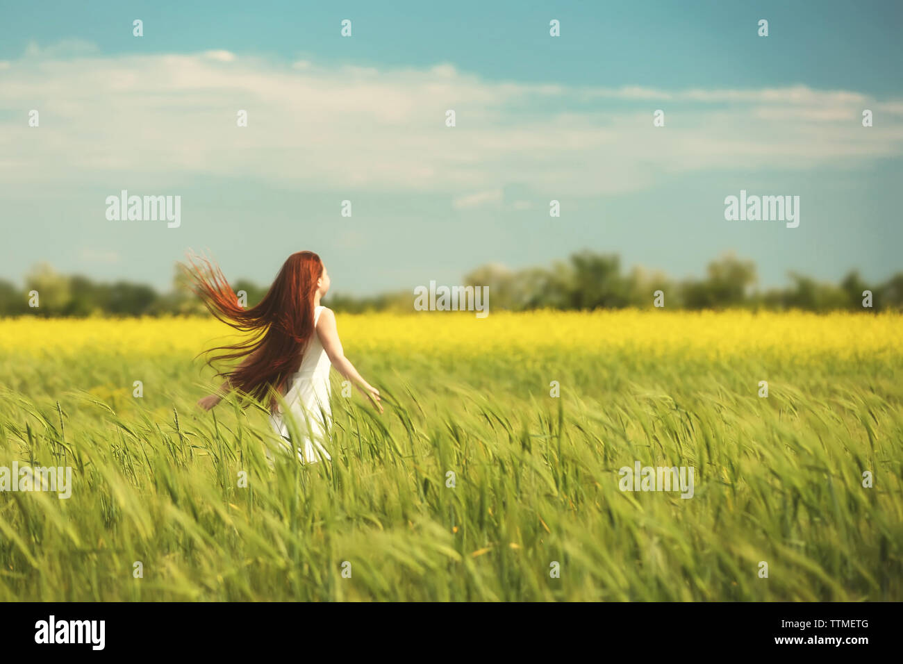 Sweet In Spring Sweet girl in spring meadow Stock Photo - Alamy