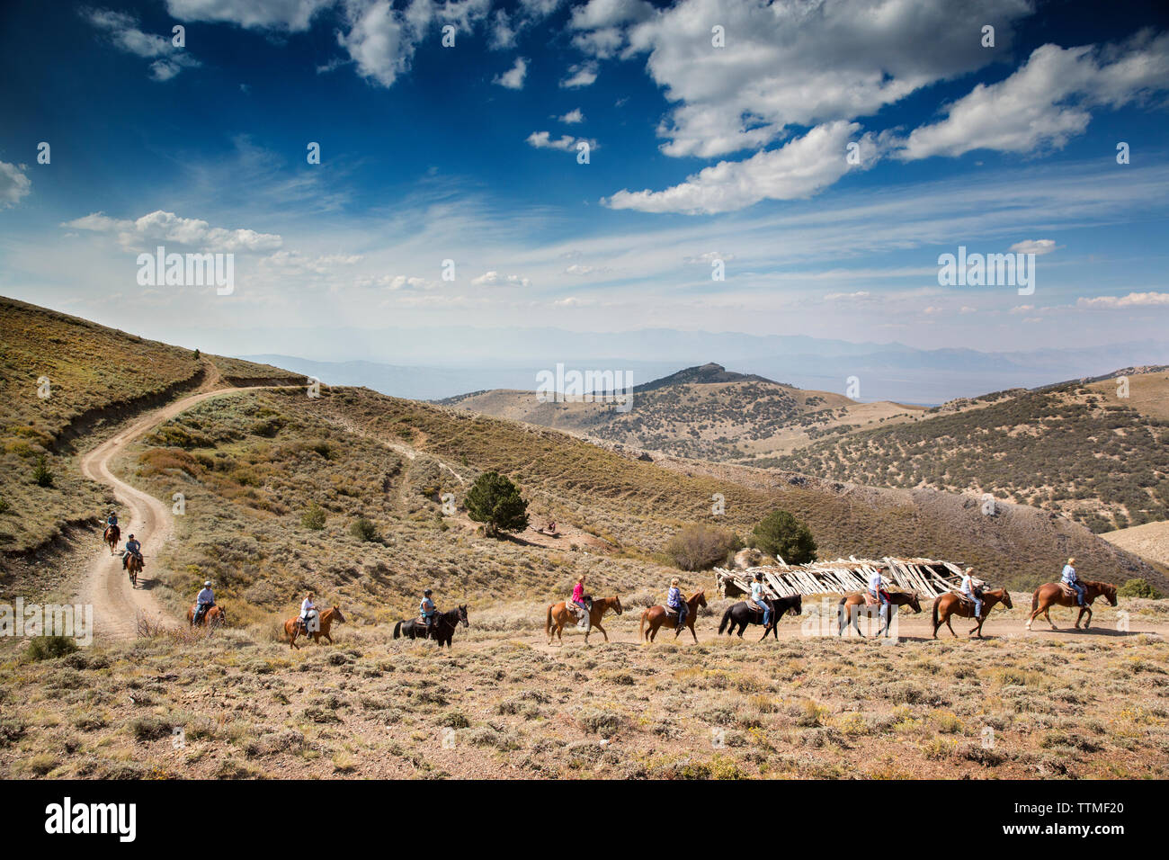 USA, Nevada, Wells, guests can participate in HorseBack Riding