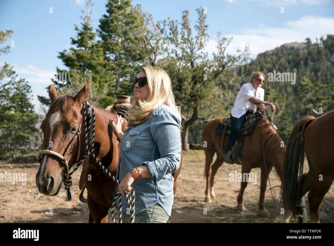 USA, Nevada, Wells, guests can participate in HorseBack Riding