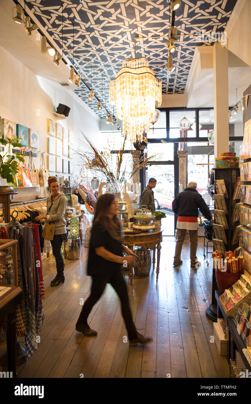 USA, Oregon, Ashland, interior of the local retail store Papaya Living