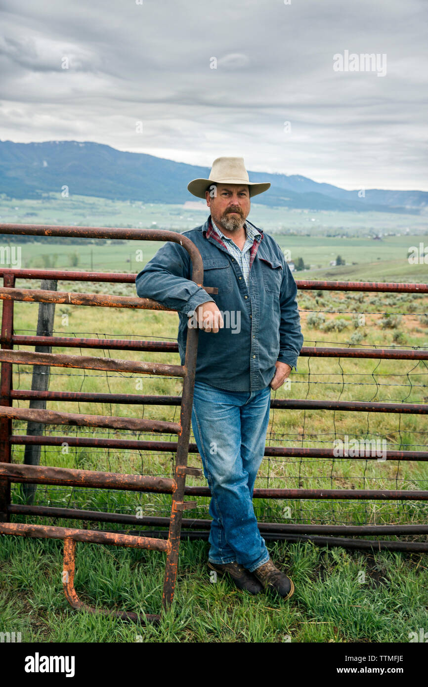 USA, Oregon, Enterprise, Portrait of Cowboy and Rancher Todd Nash at a