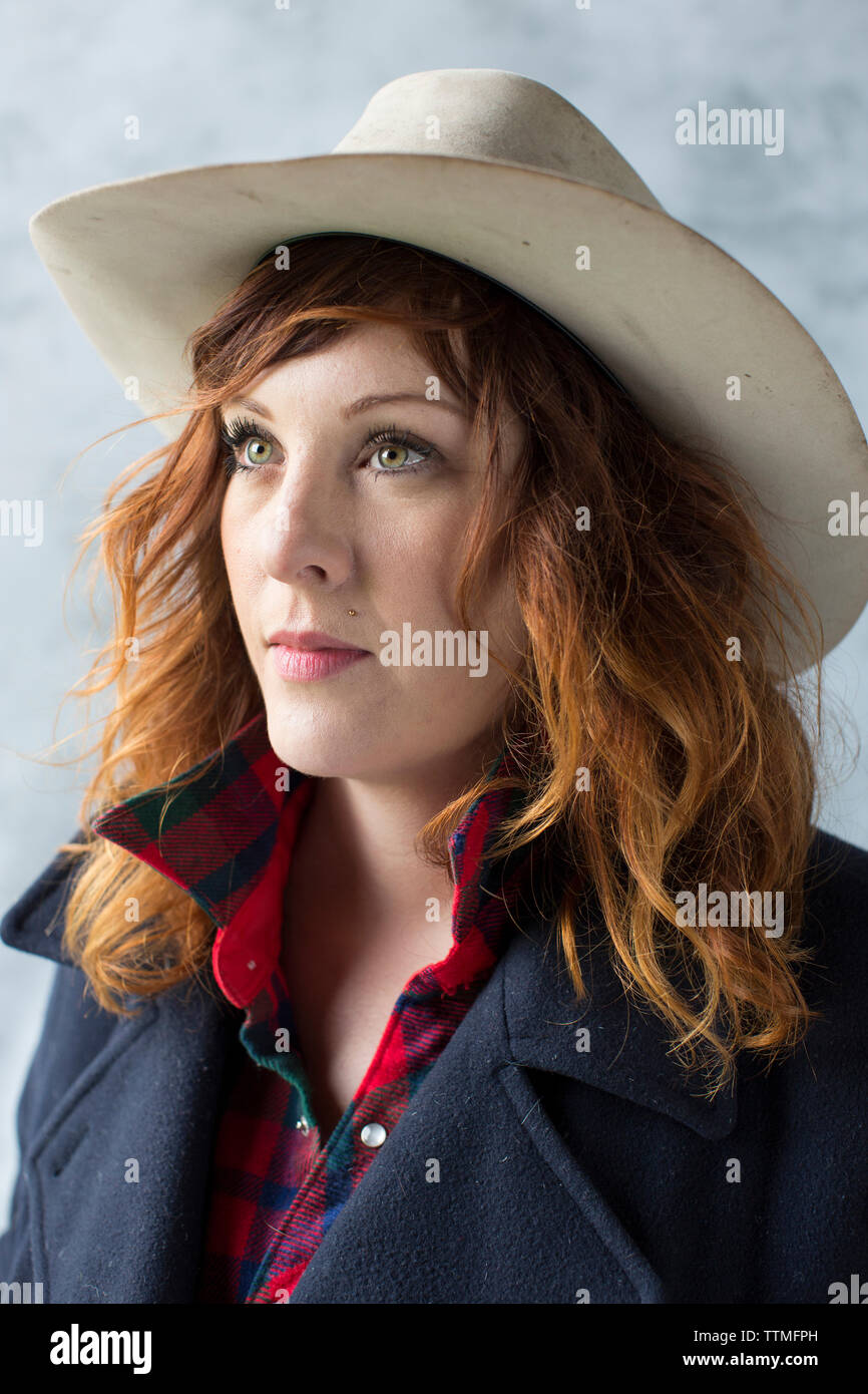 USA, Oregon, Enterprise, portrait the daughter of Cowboy Todd Nash at