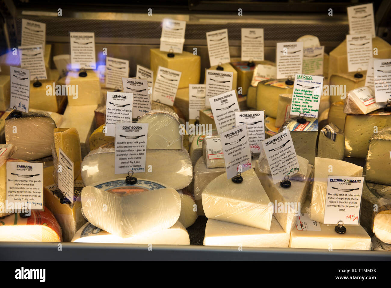 CANADA, Vancouver, British Columbia, cheese for sale at the Granville