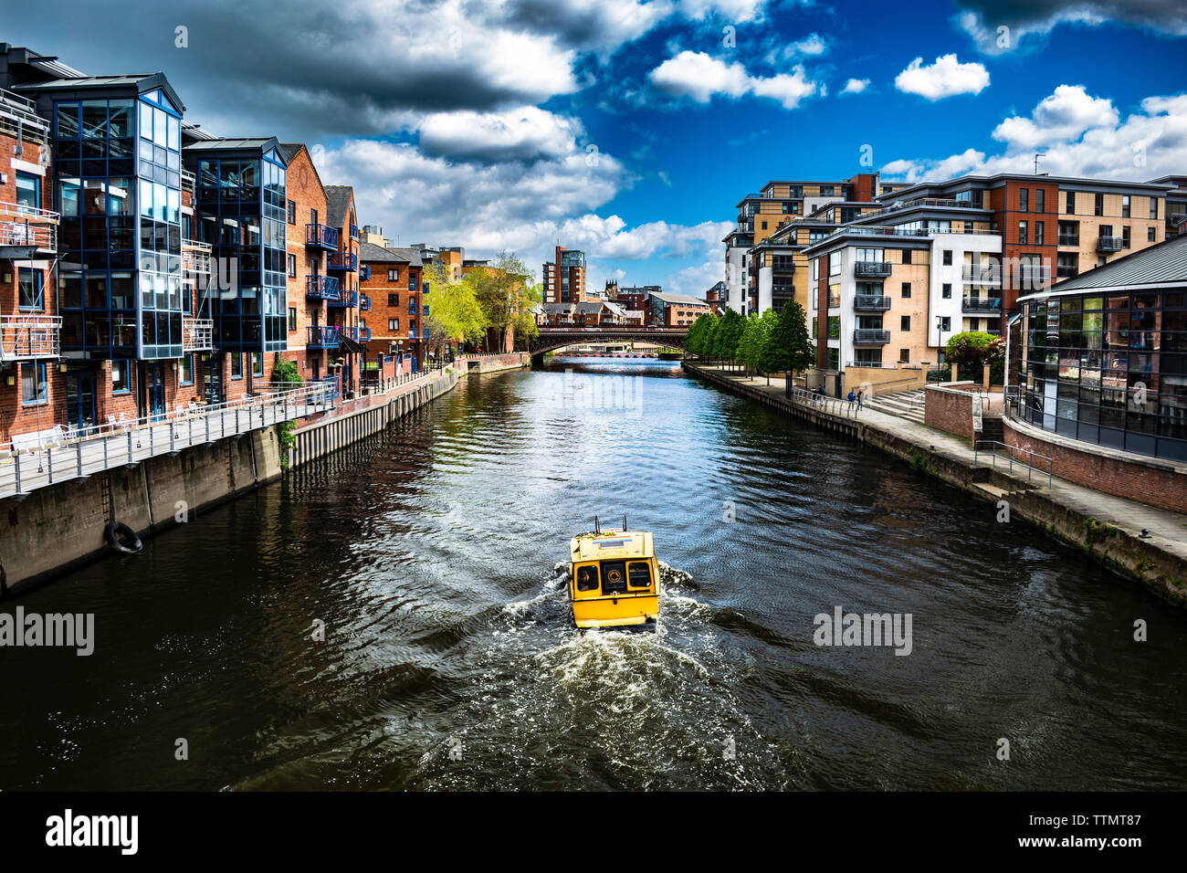 The River Aire in Leeds, Yorkshire. collection of colour + black and white images Stock Photo