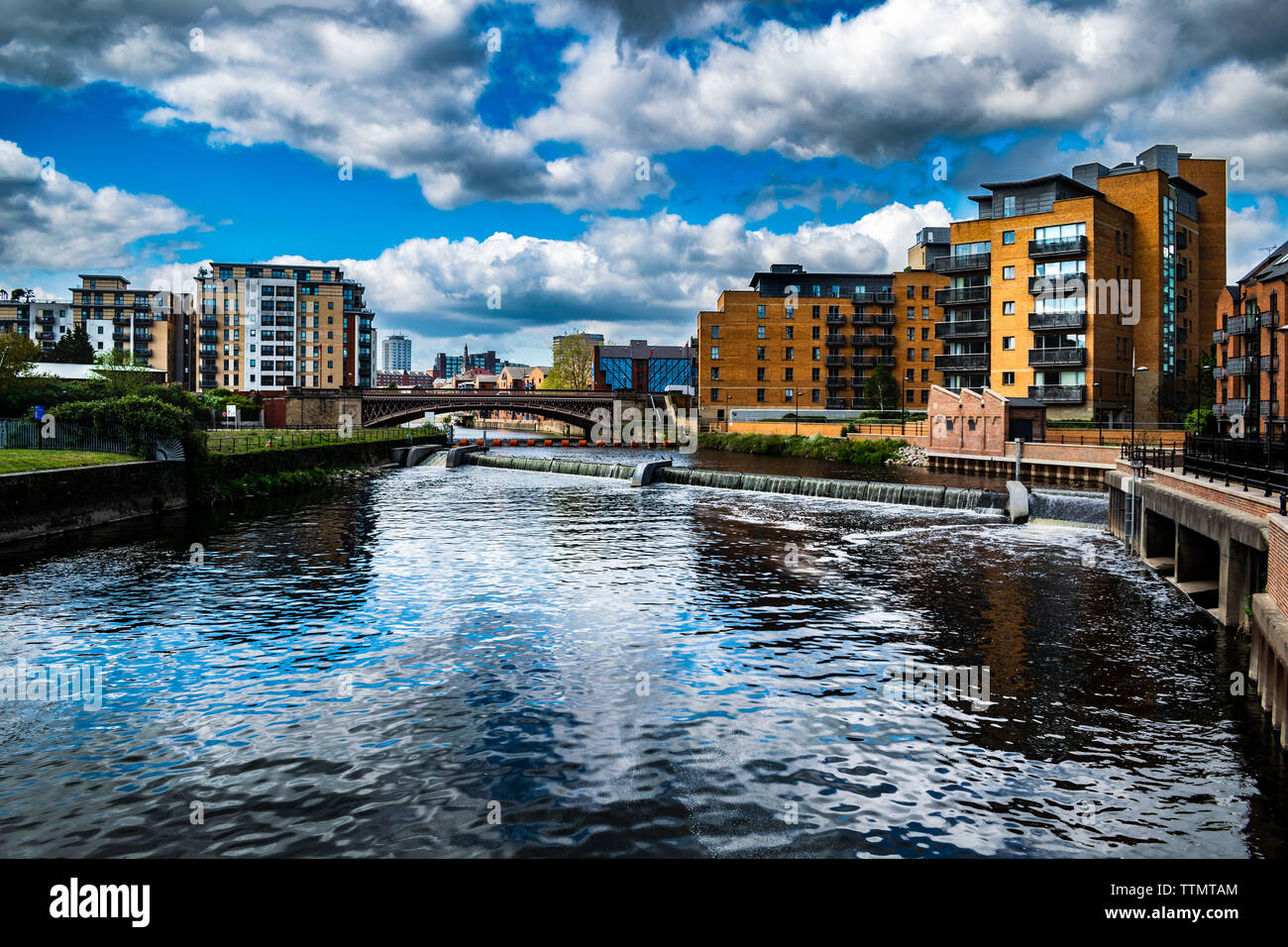 The River Aire in Leeds, Yorkshire. collection of colour + black and white images Stock Photo