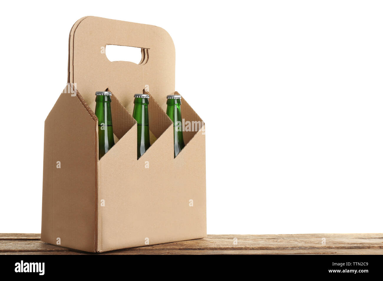 Paper beer package on white background Stock Photo - Alamy