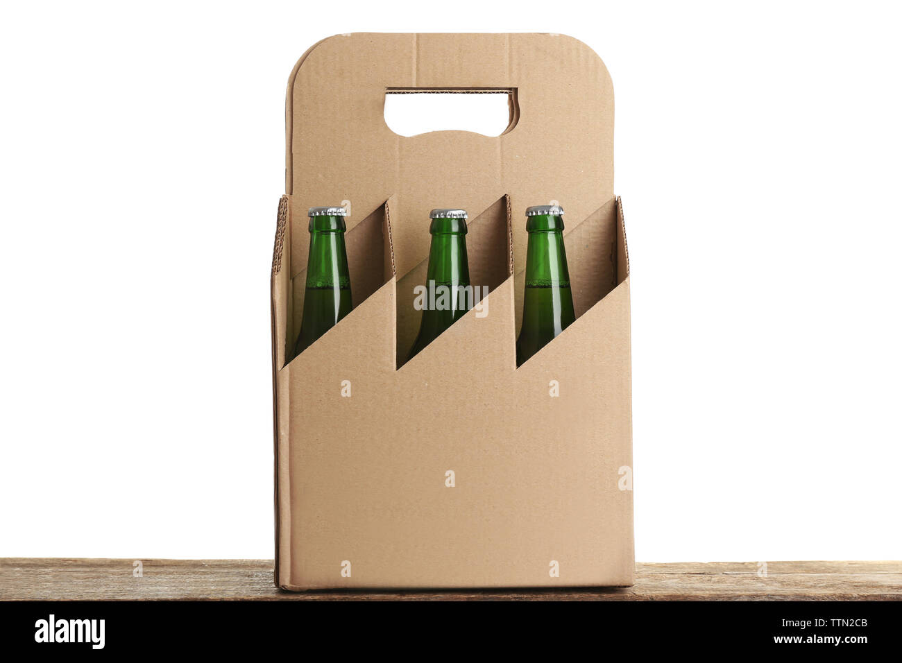 Paper beer package on white background Stock Photo - Alamy