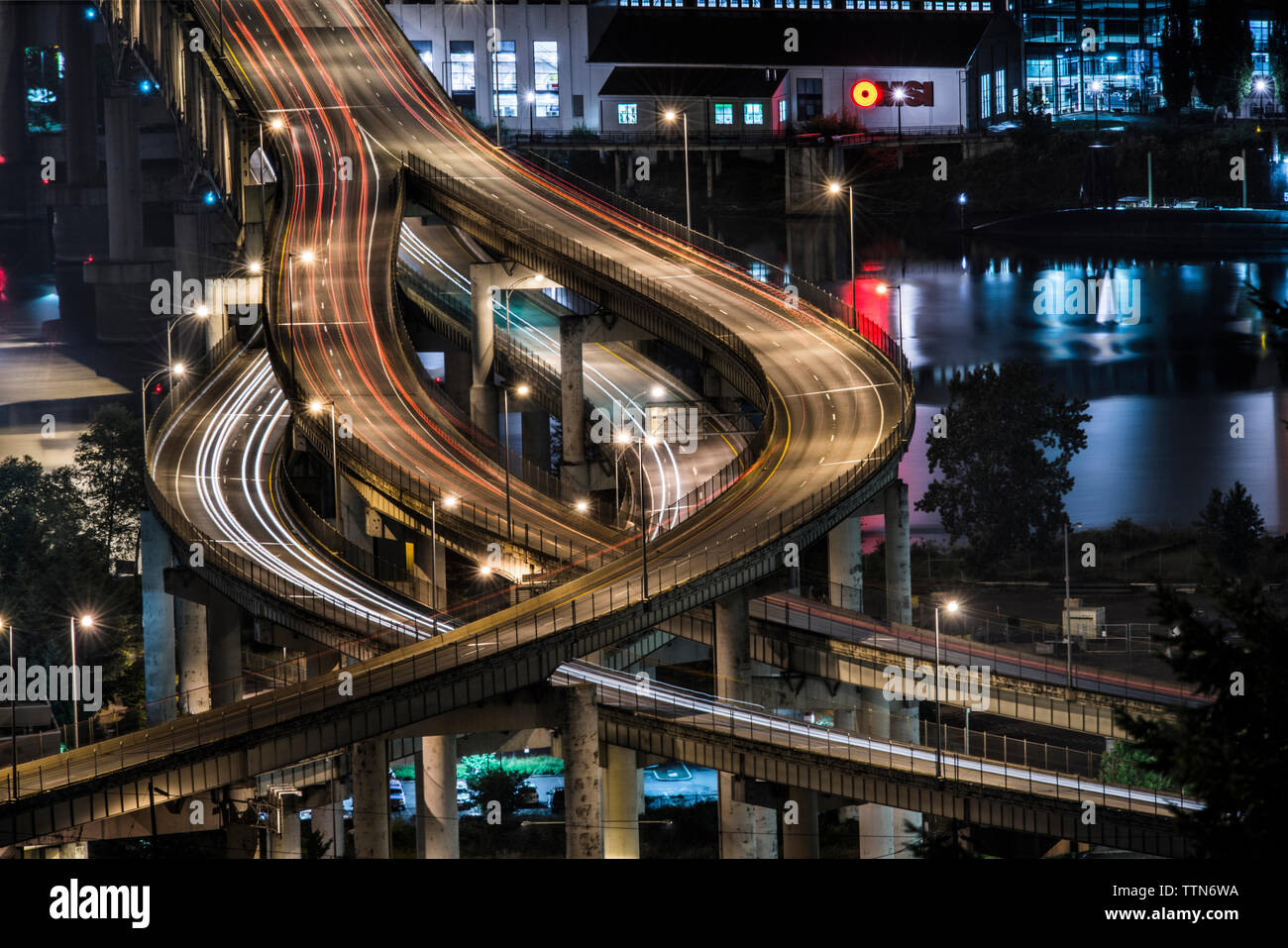 High angle view of Marquam Freeway Stock Photo