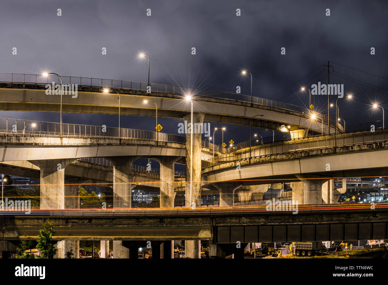 View of multiple lane highway against sky Stock Photo