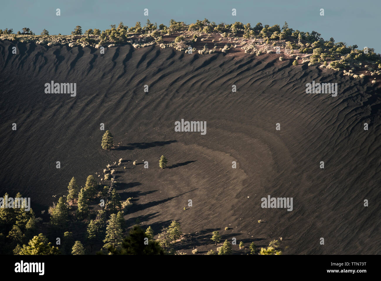 High angle view of mountains at Sunset Crater Volcano National Monument Stock Photo