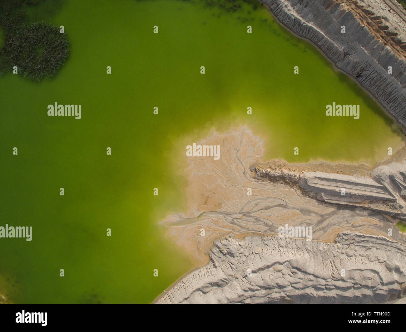 Aerial view of green lake Stock Photo - Alamy