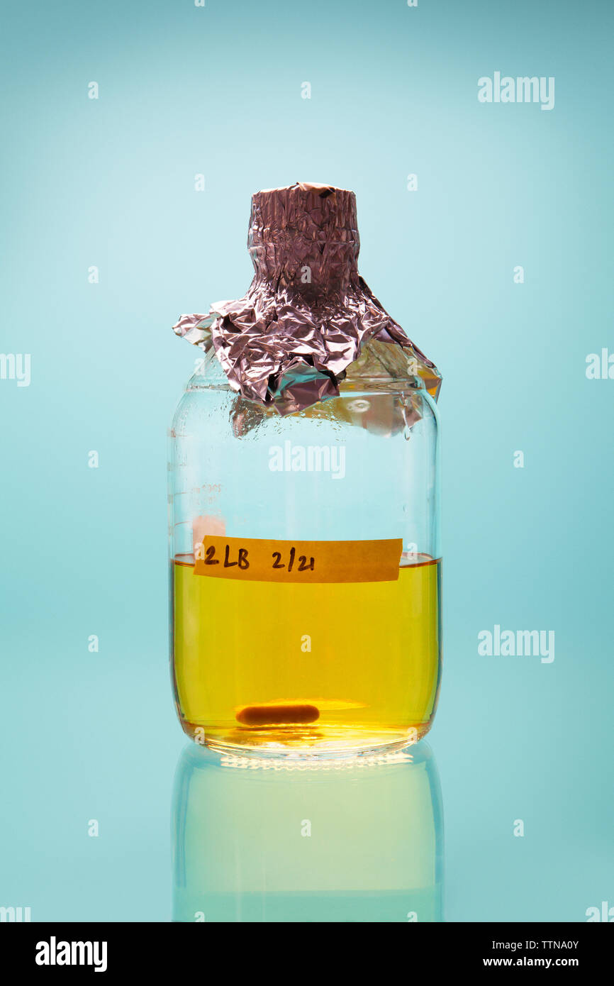 Close up of bottle with liquid Stock Photo